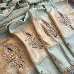 Banarasi Tissue Linen Silk Saree with Resham & Gotapatti Work