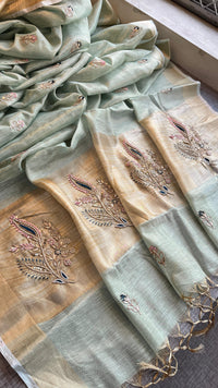 Banarasi Tissue Linen Silk Saree with Resham & Gotapatti Work