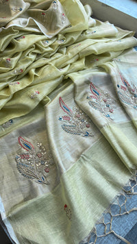 Banarasi Tissue Linen Silk Saree with Resham & Gotapatti Work