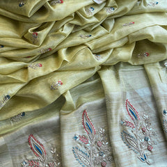Banarasi Tissue Linen Silk Saree with Resham & Gotapatti Work