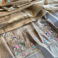 Handloom Tissue Silk Banarasi Saree with Zardozi & Gotapatti
