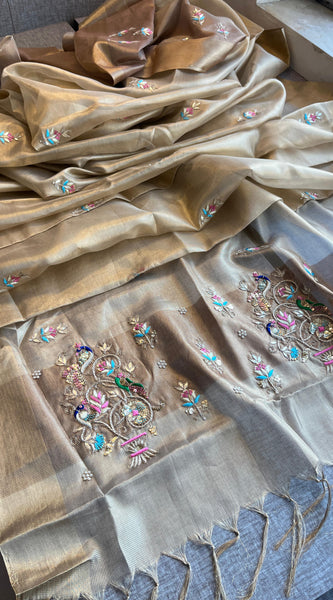 Handloom Tissue Silk Banarasi Saree with Zardozi & Gotapatti