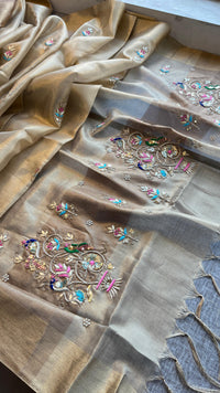 Handloom Tissue Silk Banarasi Saree with Zardozi & Gotapatti