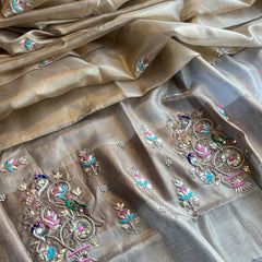Handloom Tissue Silk Banarasi Saree with Zardozi & Gotapatti