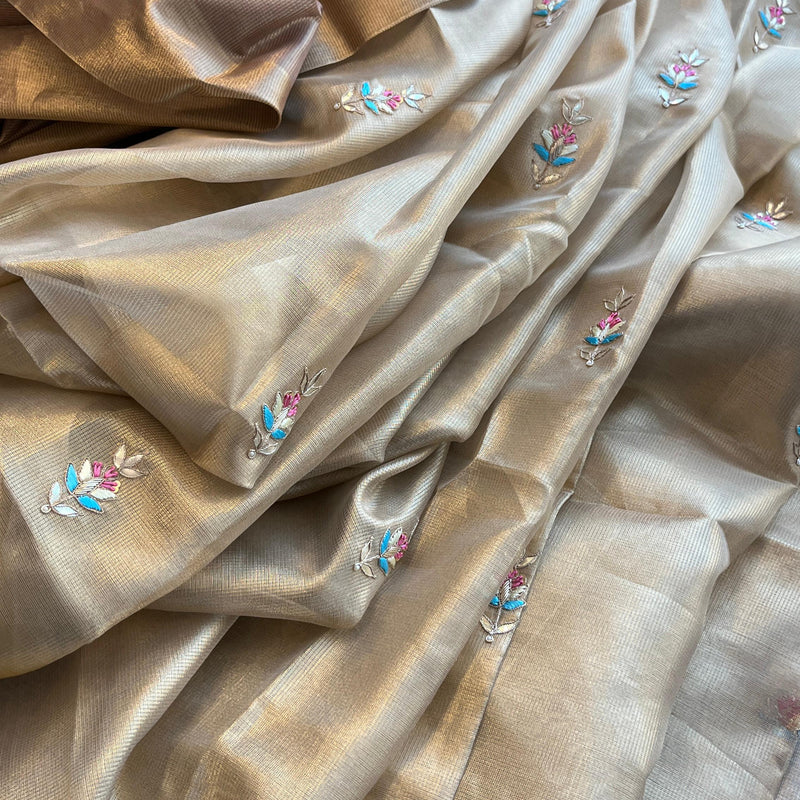 Handloom Tissue Silk Banarasi Saree with Zardozi & Gotapatti