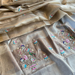 Handloom Tissue Silk Banarasi Saree with Zardozi & Gotapatti