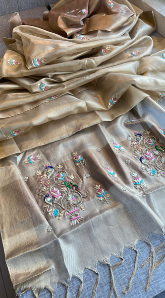 Handloom Tissue Silk Banarasi Saree with Zardozi & Gotapatti
