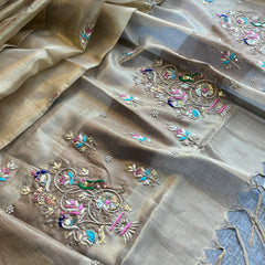 Handloom Tissue Silk Banarasi Saree with Zardozi & Gotapatti
