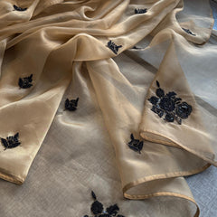 Organza Tissue Silk Saree with Zardozi & Kutdana Embroidery