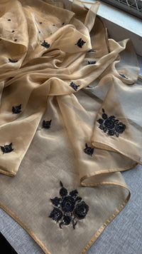 Organza Tissue Silk Saree with Zardozi & Kutdana Embroidery