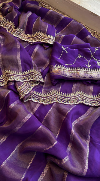 Cosmo Silk Banarasi Saree with Zardozi & Kutdana Work