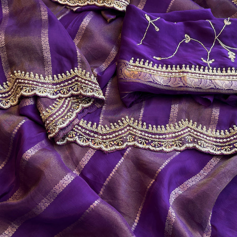 Cosmo Silk Banarasi Saree with Zardozi & Kutdana Work