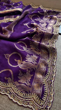 Cosmo Silk Banarasi Saree with Zardozi & Kutdana Work