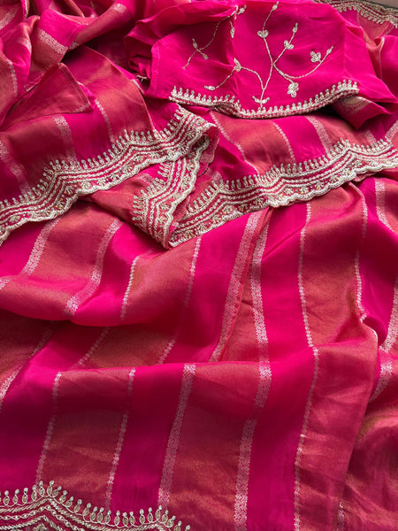 Cosmo Silk Banarasi Saree with Zardozi & Kutdana Work