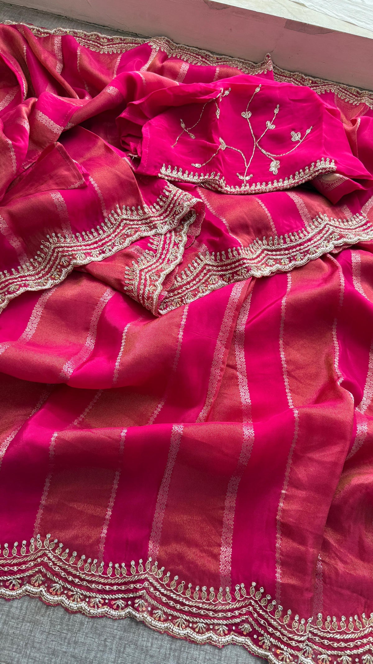 Cosmo Silk Banarasi Saree with Zardozi & Kutdana Work