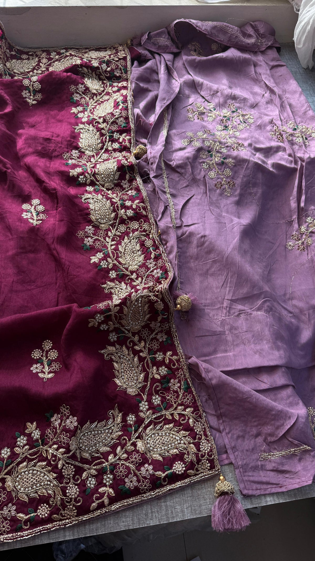 Munga Silk Saree with Zari, Resham & Pearl Embellishment