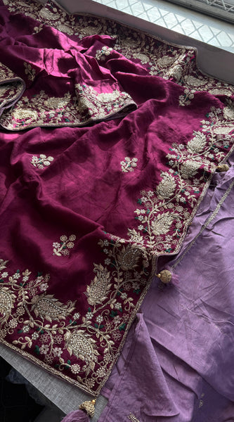 Munga Silk Saree with Zari, Resham & Pearl Embellishment
