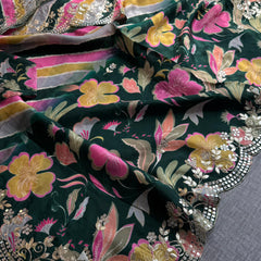 Munga Crepe Silk Saree with Kasab & Gotapatti Detailing