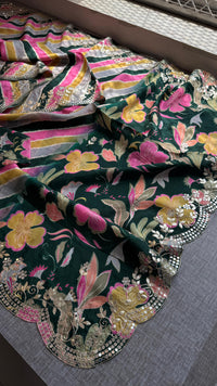 Munga Crepe Silk Saree with Kasab & Gotapatti Detailing