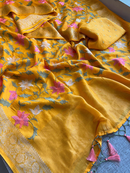 Soft Munga Banarasi Silk Saree with Multithread Embroidery