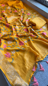 Soft Munga Banarasi Silk Saree with Multithread Embroidery
