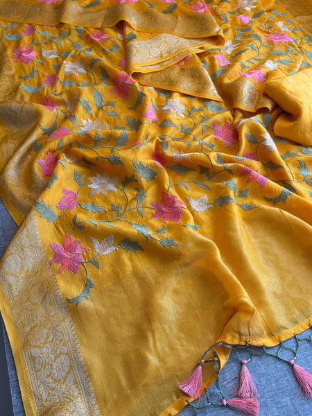 Soft Munga Banarasi Silk Saree with Multithread Embroidery