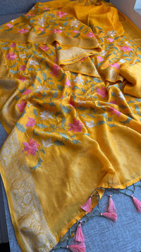 Soft Munga Banarasi Silk Saree with Multithread Embroidery