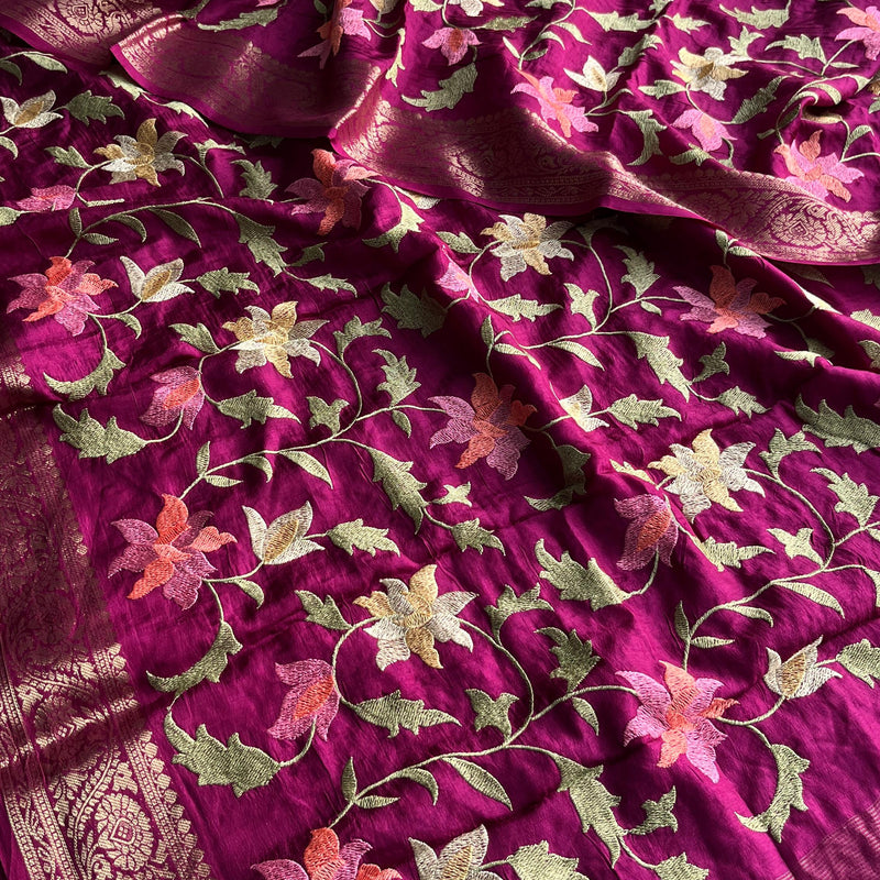 Soft Munga Banarasi Silk Saree with Multithread Embroidery