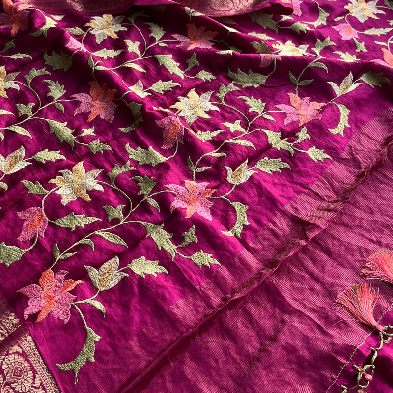 Soft Munga Banarasi Silk Saree with Multithread Embroidery