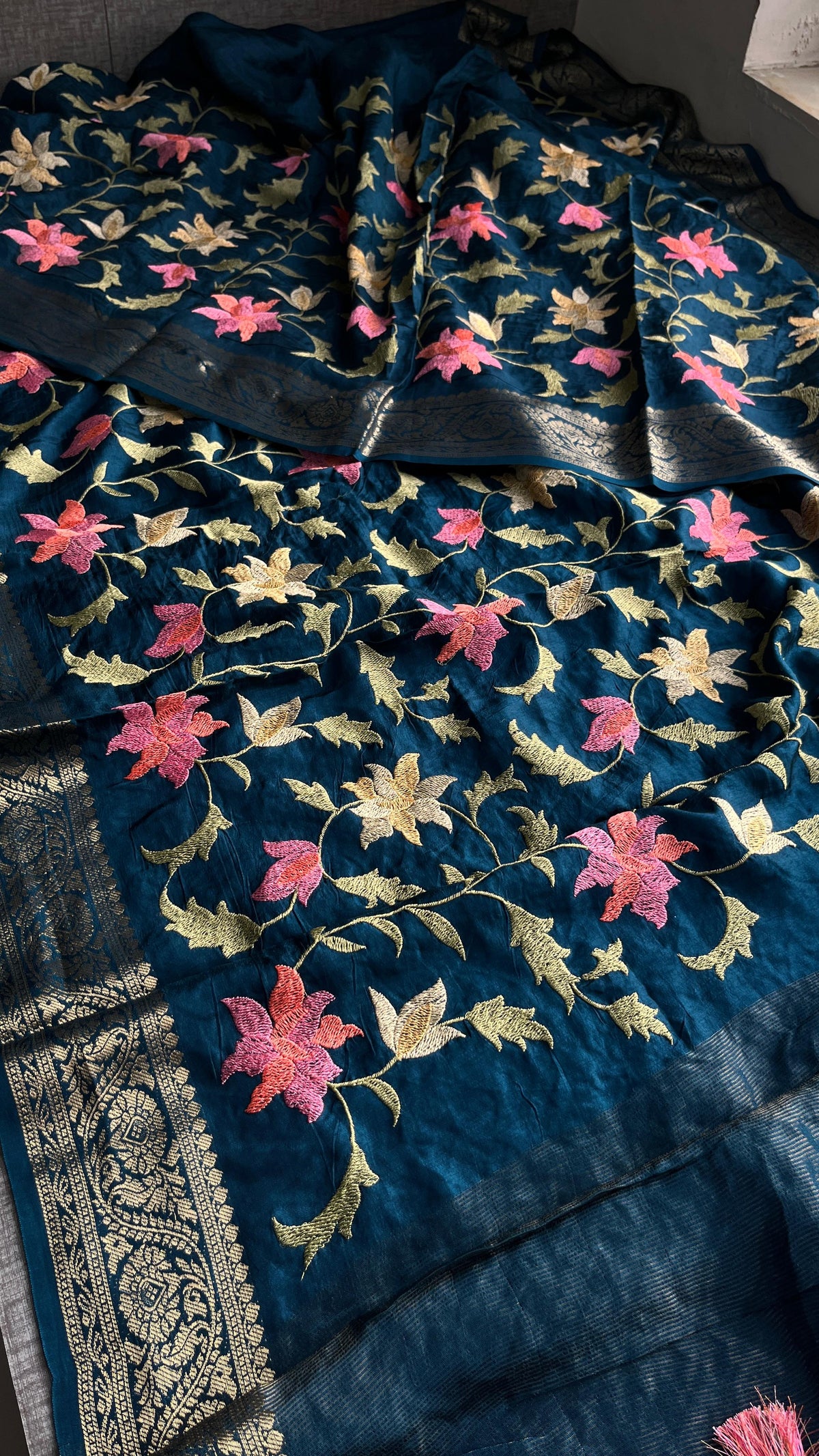 Soft Munga Banarasi Silk Saree with Multithread Embroidery