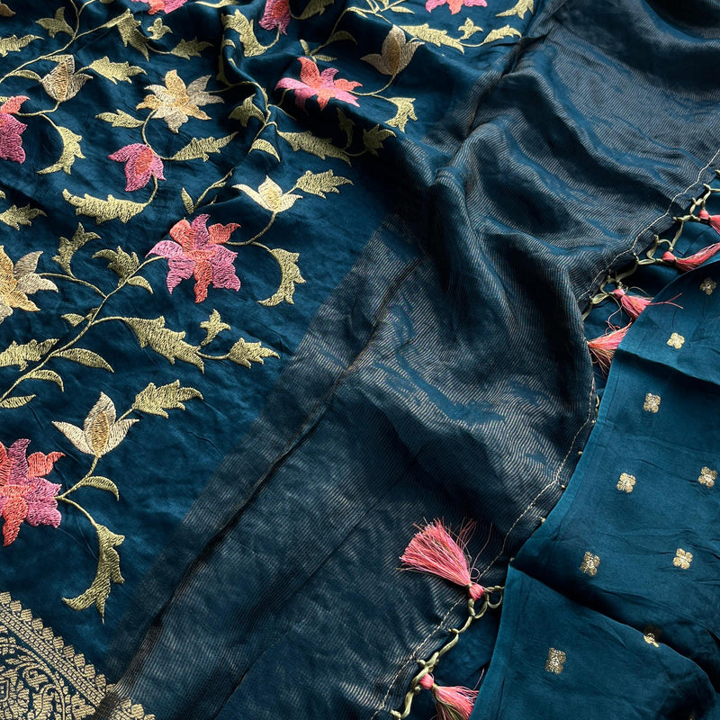 Soft Munga Banarasi Silk Saree with Multithread Embroidery