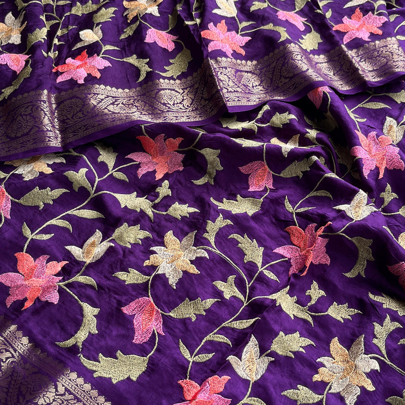 Soft Munga Banarasi Silk Saree with Multithread Embroidery