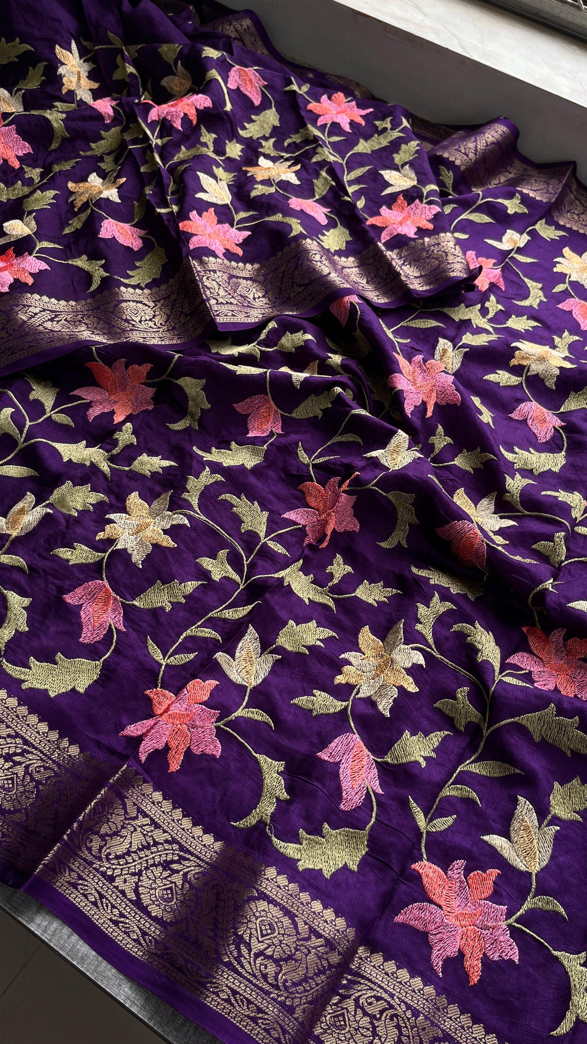 Soft Munga Banarasi Silk Saree with Multithread Embroidery