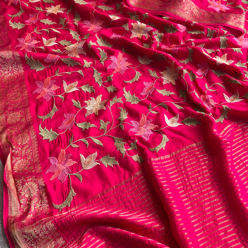 Soft Munga Banarasi Silk Saree with Multithread Embroidery