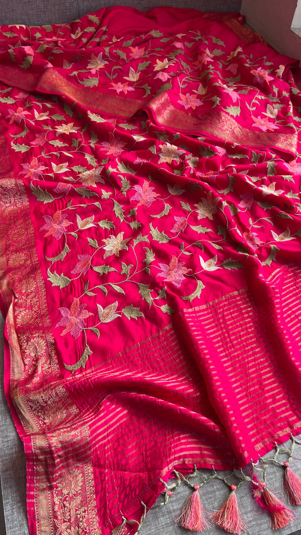 Soft Munga Banarasi Silk Saree with Multithread Embroidery