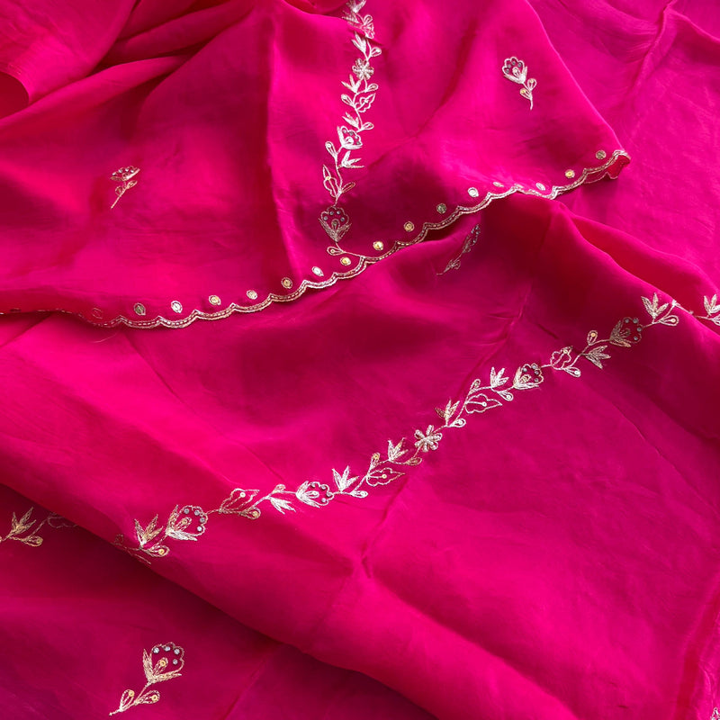 Soft Crepe Silk Saree with Zarkan & Kasab Embellishment