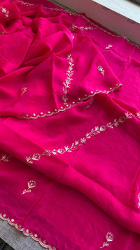 Soft Crepe Silk Saree with Zarkan & Kasab Embellishment
