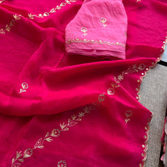 Soft Crepe Silk Saree with Zarkan & Kasab Embellishment