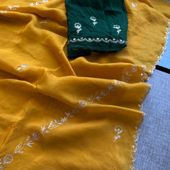 Soft Crepe Silk Saree with Zarkan & Kasab Embellishment