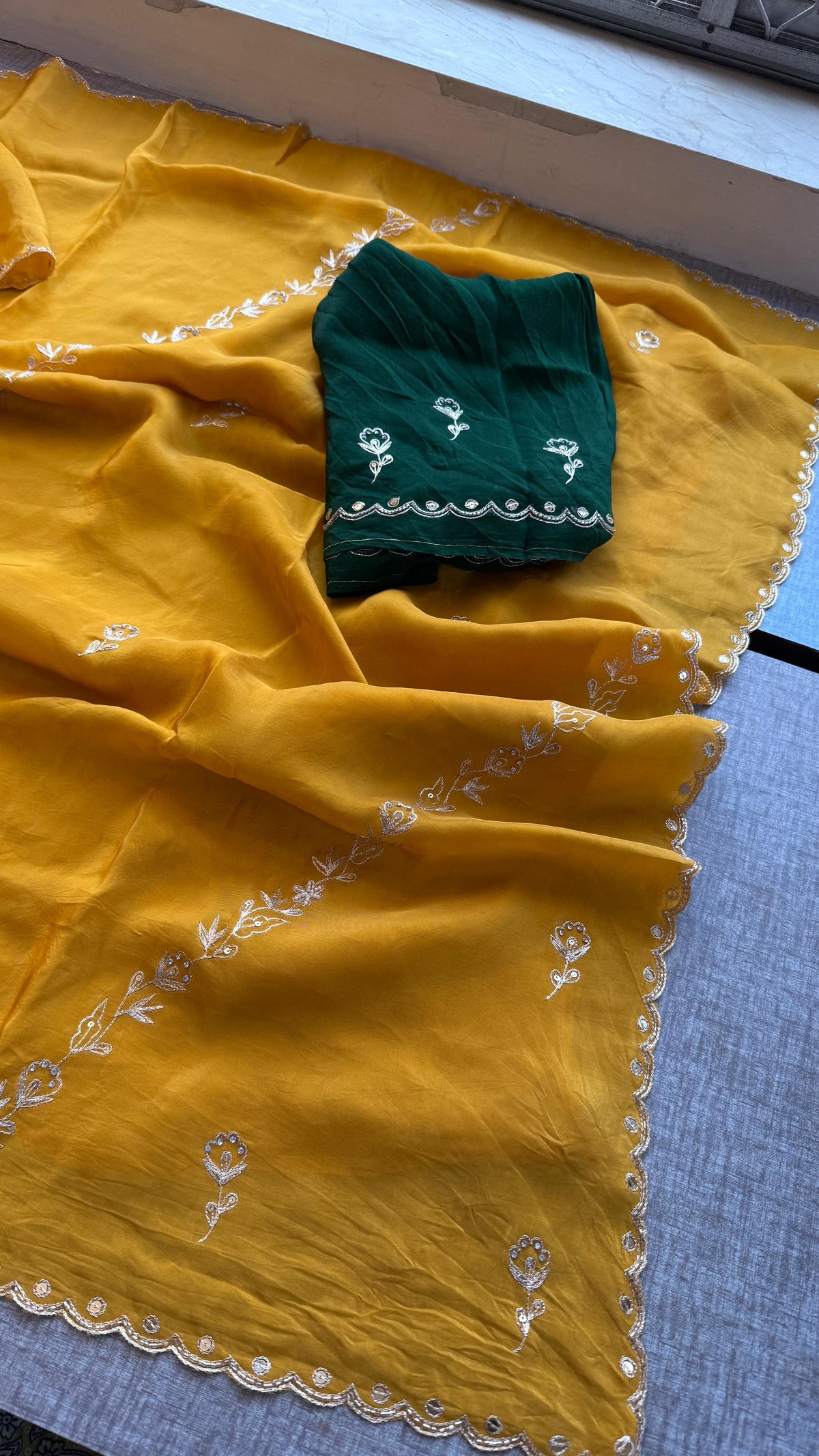 Soft Crepe Silk Saree with Zarkan & Kasab Embellishment