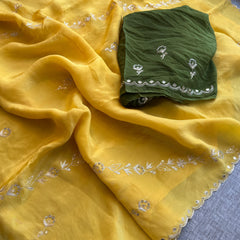 Soft Crepe Silk Saree with Zarkan & Kasab Embellishment