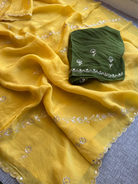 Soft Crepe Silk Saree with Zarkan & Kasab Embellishment