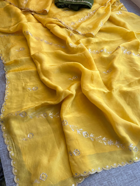 Soft Crepe Silk Saree with Zarkan & Kasab Embellishment