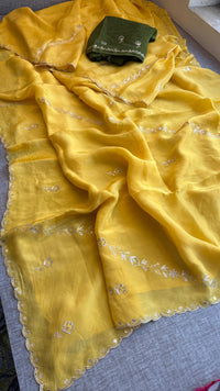 Soft Crepe Silk Saree with Zarkan & Kasab Embellishment