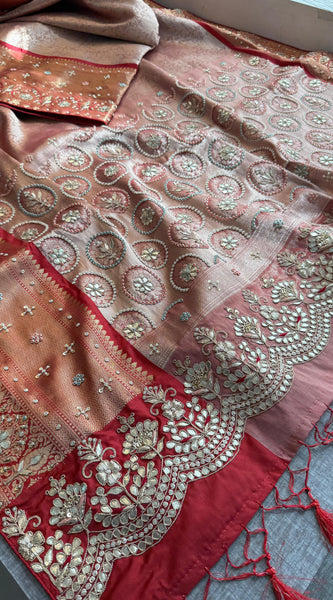 Kanjivaram Meena Banarasi Silk Saree with Zardozi & Pearl