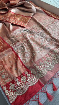 Kanjivaram Meena Banarasi Silk Saree with Zardozi & Pearl