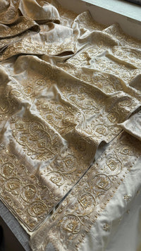 Munga Banarasi Silk Saree with Zardozi, Pearl & Sequins
