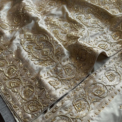 Munga Banarasi Silk Saree with Zardozi, Pearl & Sequins