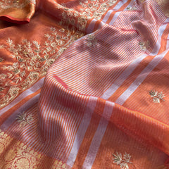 Tissue Handloom Banarasi Silk Saree with Kasab & Kutdana Work