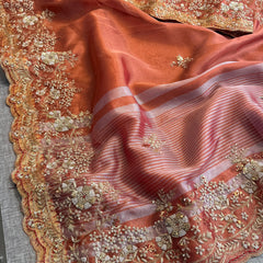 Tissue Handloom Banarasi Saree with Zardozi & Zarkan Accents